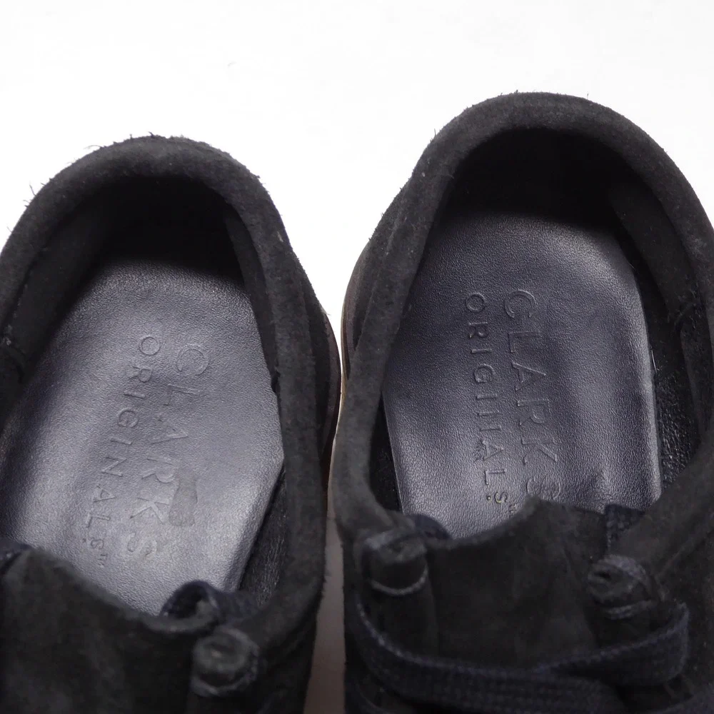 Clarks Women Originals Wallabee Shoes Boots Black Suede Heeled Platform 6.5M